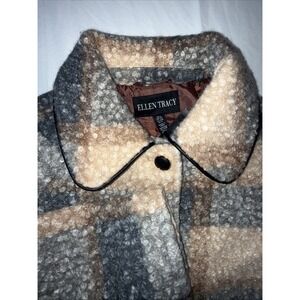 Ellen Tracy Plaid Boucle Textured Midweight Coat Plaid‎ Small MultiColor